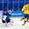 GANGNEUNG, SOUTH KOREA - FEBRUARY 18: Finland's Mikko Koskinen #19 makes a pad save with Sweden's Patrik Zackrisson #19 creating traffic in front during preliminary round action at the PyeongChang 2018 Olympic Winter Games. (Photo by Matt Zambonin/HHOF-IIHF Images)

